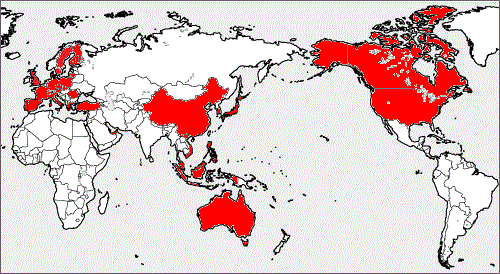 Red countries have been visited and Yellow countries will be visited.